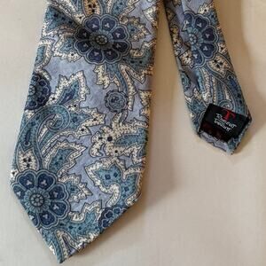 80s Vintage ROBERT TALBOTT | Tonal Blue Paisley Floral Silk Tie 3.25 inches